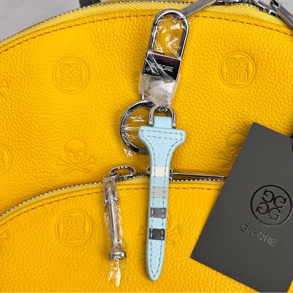 G/FORE Cyber Embossed Full Grain Genuine Leather Skull & Tees Unisex Backpack - Picture 10 of 16